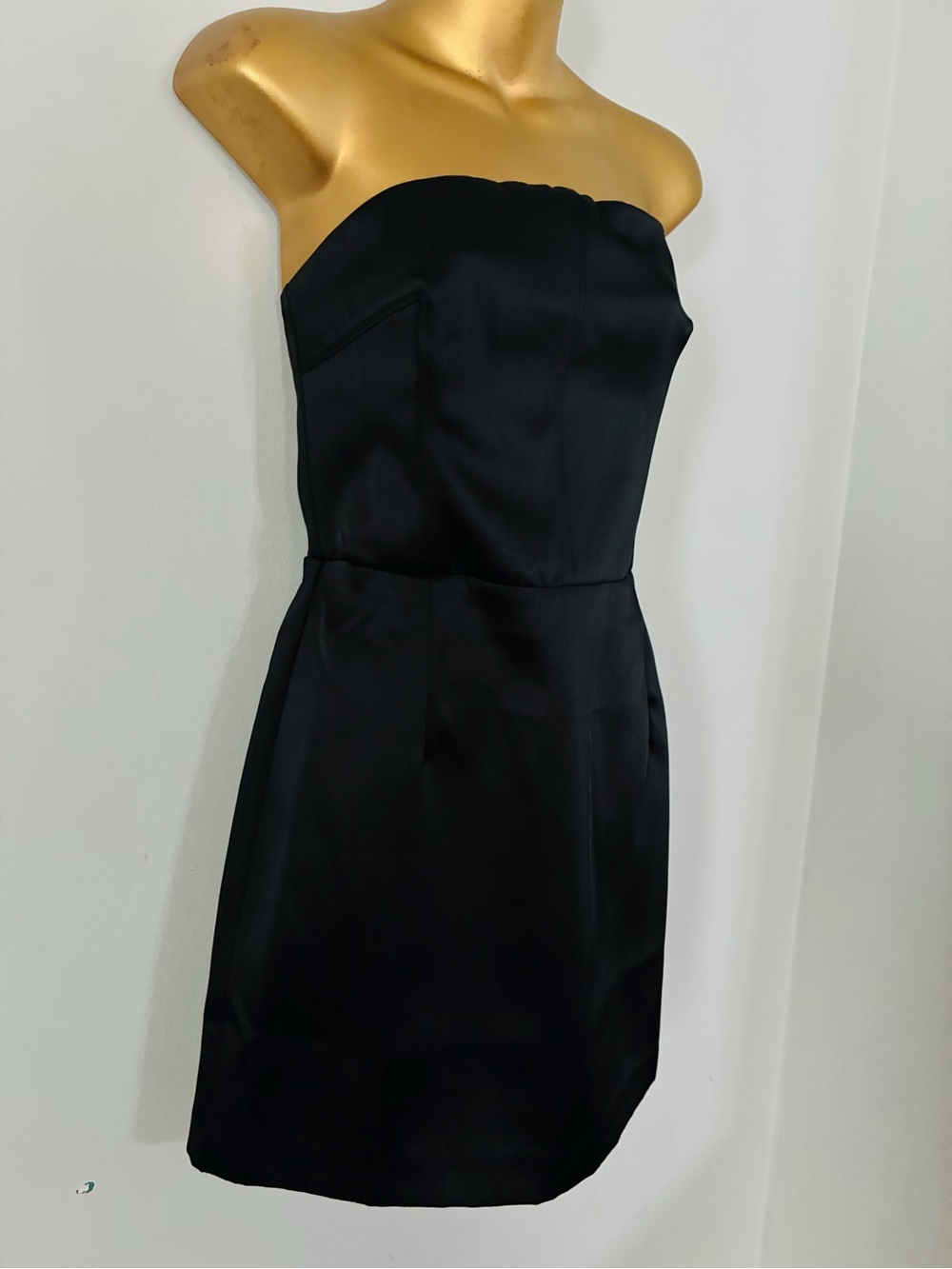 H&M Strapless Black Mini Dress – Satin Look Party Cocktail Dress –s - Picture 3 of 5
